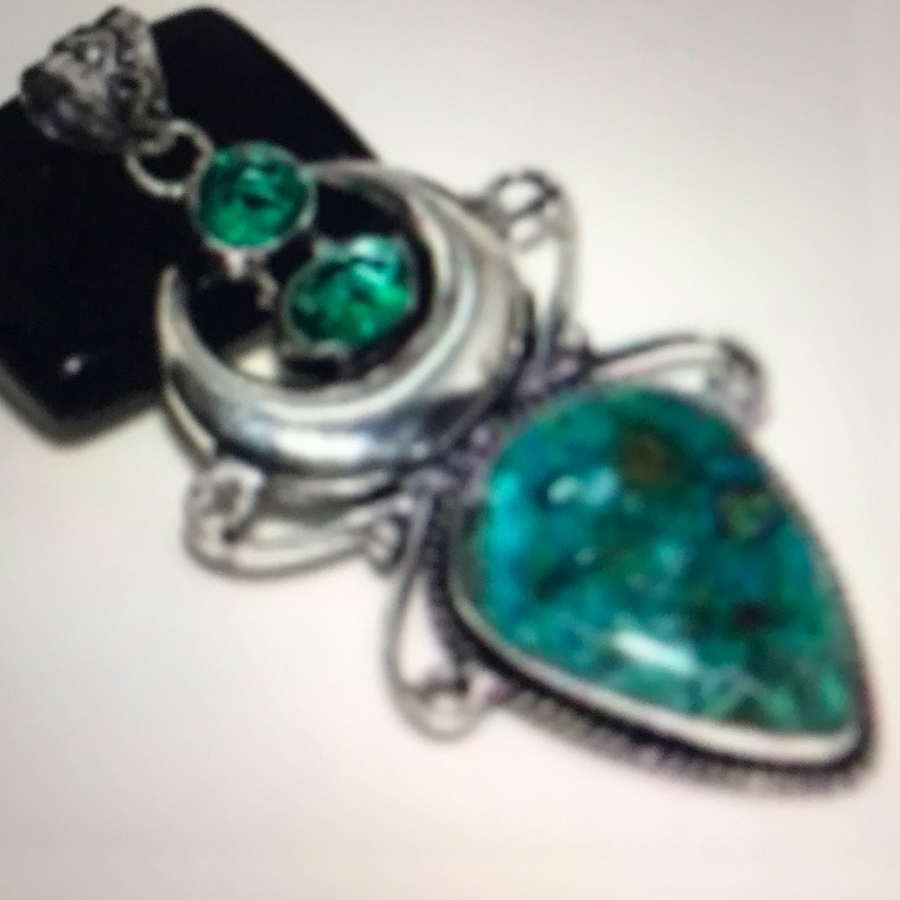 Quantum Quattro Aqua Apatite Stamped 925 Sterling Silver Necklace